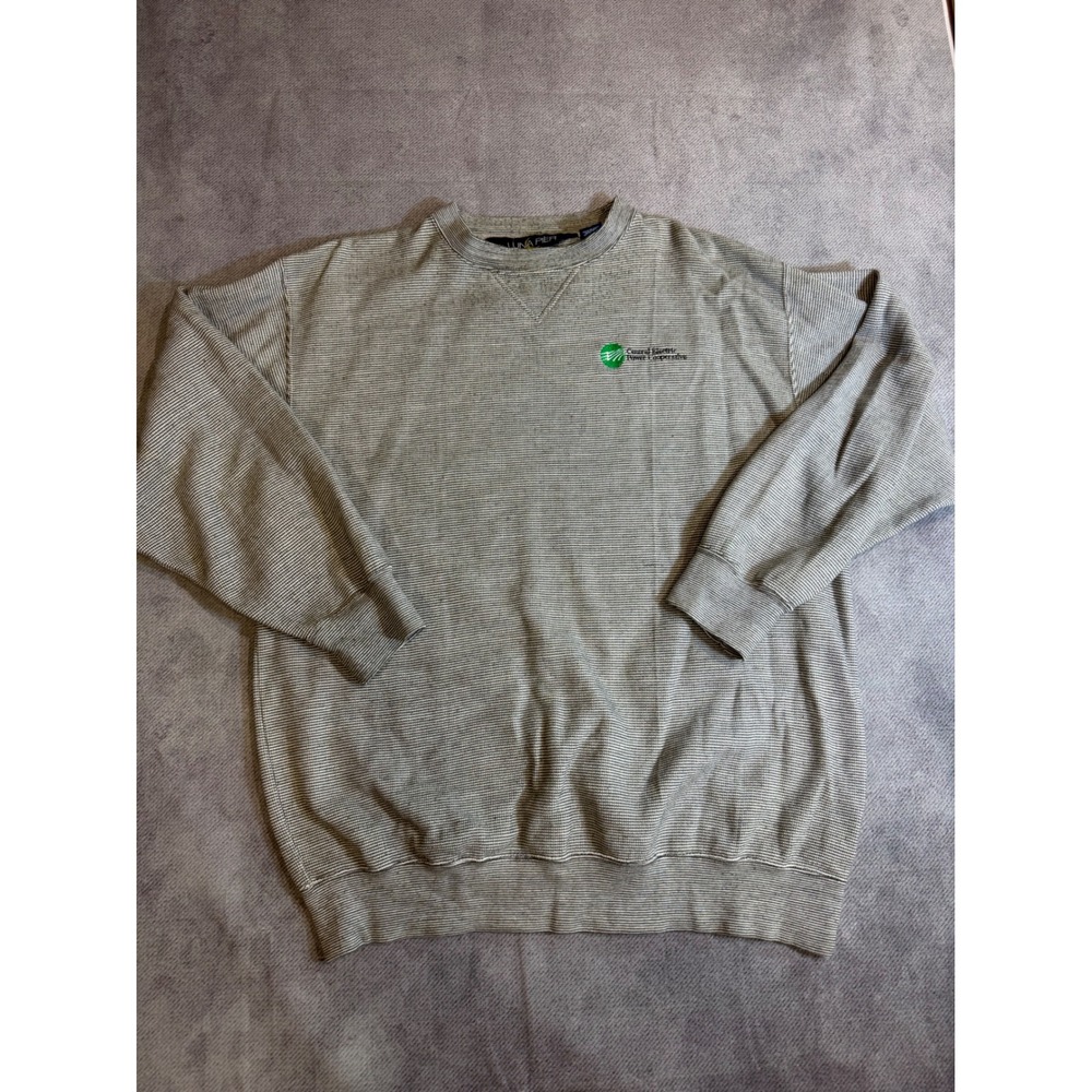 Luna Pier Mens Striped Crewneck Sweatshirt Grey Central Electric Power Coop L